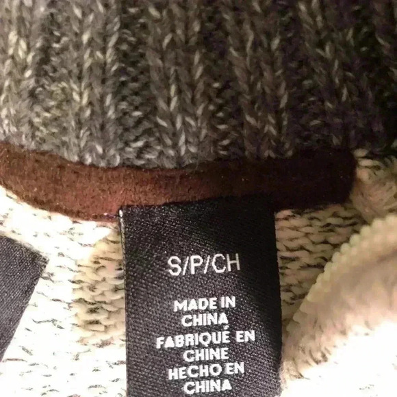 Chaps Mens Small White Gray Heathered 1/4 Zip Sweater Jacket L/S Outdoor - Picture 4 of 6